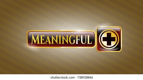  Gold emblem or badge with medicine icon and Meaningful text inside