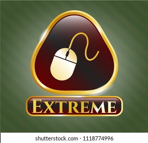  Gold emblem or badge with mouse icon and Extreme text inside