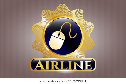  Gold emblem or badge with mouse icon and Airline text inside