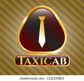  Gold emblem or badge with necktie icon and Taxicab text inside