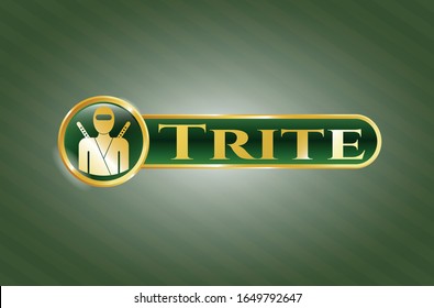  Gold emblem or badge with ninja icon and Trite text inside