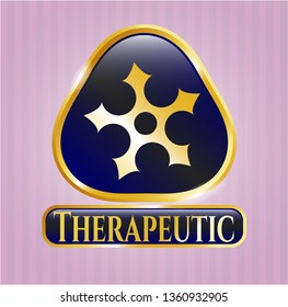  Gold emblem or badge with ninja star icon and Therapeutic text inside