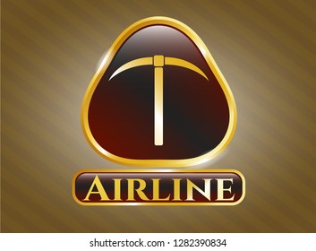  Gold emblem or badge with pickaxe icon and Airline text inside