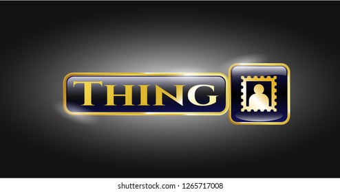  Gold emblem or badge with picture icon and Thing text inside