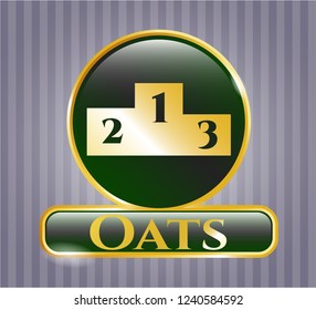  Gold emblem or badge with podium icon and Oats text inside