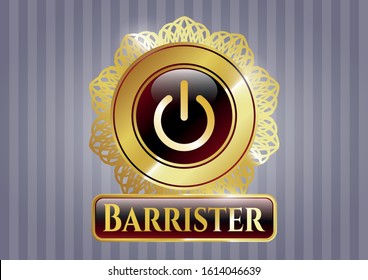  Gold emblem or badge with power icon and Barrister text inside