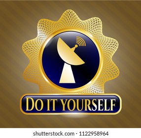 Gold emblem or badge with radar icon and Do it yourself text inside