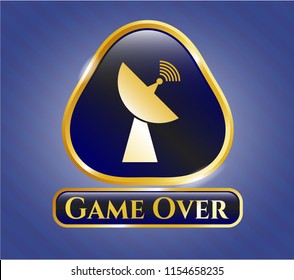  Gold emblem or badge with radar icon and Game Over text inside
