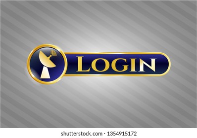 Gold emblem or badge with radar icon and Login text inside