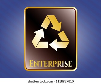  Gold emblem or badge with recycle icon and Enterprise text inside