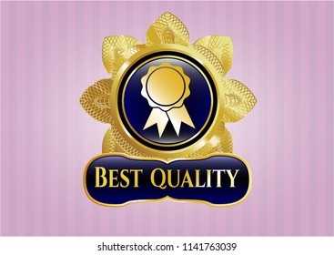  Gold emblem or badge with ribbon icon and Best Quality text inside
