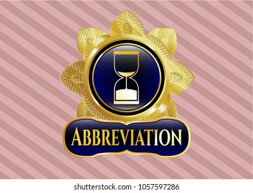  Gold emblem or badge with sand clock icon and Abbreviation text inside