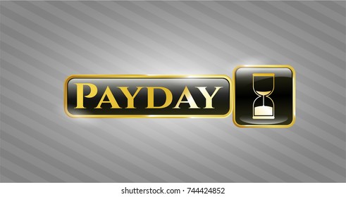  Gold emblem or badge with sand clock icon and Payday text inside
