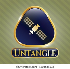  Gold emblem or badge with satelite icon and Untangle text inside
