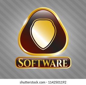  Gold emblem or badge with shield icon and Software text inside