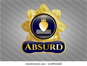  Gold emblem or badge with ship icon and Absurd text inside