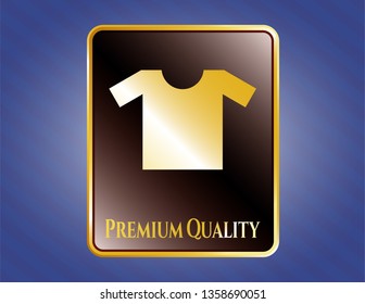  Gold emblem or badge with shirt icon and Premium Quality text inside