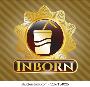  Gold emblem or badge with soda icon and Inborn text inside