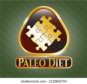  Gold emblem or badge with solution icon and Paleo Diet text inside