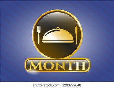  Gold emblem or badge with special food icon and Month text inside
