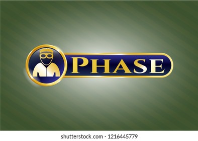 Gold emblem or badge with thief icon and Phase text inside