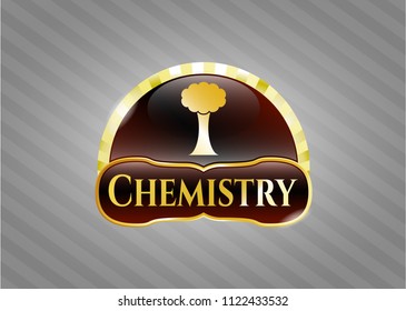  Gold emblem or badge with tree icon and Chemistry text inside