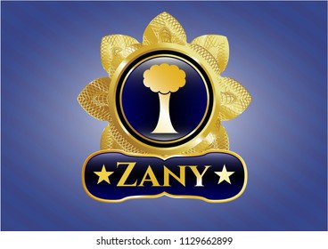  Gold emblem or badge with tree icon and Zany text inside