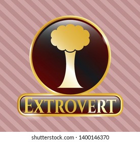  Gold emblem or badge with tree icon and Extrovert text inside