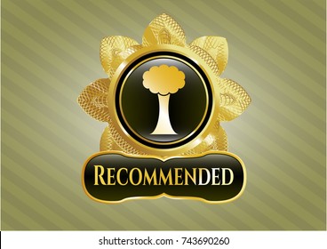  Gold emblem or badge with tree icon and Recommended text inside