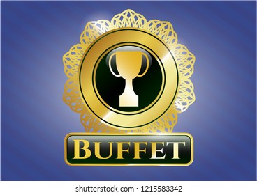  Gold emblem or badge with trophy icon and Buffet text inside
