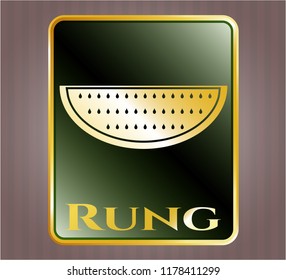  Gold emblem or badge with watermelon icon and Rung text inside