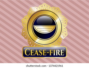  Gold emblem or badge with watermelon icon and Cease-fire text inside