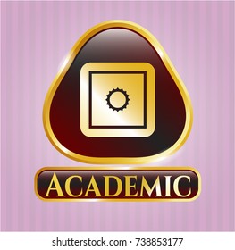  Gold emblem with bank safe icon and Academic text inside