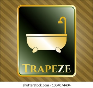  Gold emblem with bathtub icon and Trapeze text inside