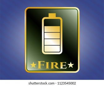  Gold emblem with battery icon and Fire text inside