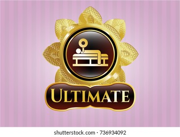  Gold emblem with bench press icon and Ultimate text inside