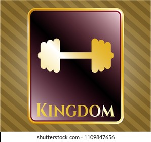  Gold emblem with big dumbbell icon and Kingdom text inside