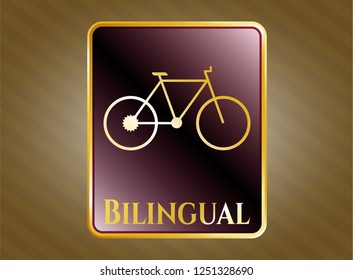  Gold Emblem With Bike Icon And Bilingual Text Inside