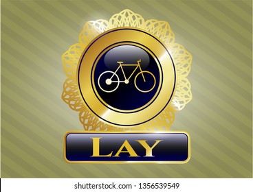  Gold emblem with bike icon and Lay text inside