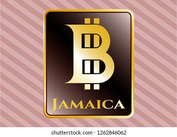  Gold emblem with bitcoin icon and Jamaica text inside