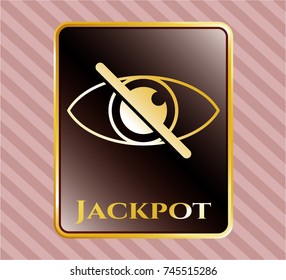  Gold emblem with blind icon and Jackpot text inside