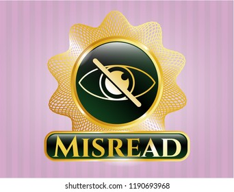  Gold emblem with blind icon and Misread text inside