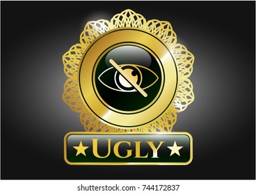  Gold emblem with blind icon and Ugly text inside