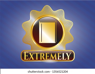  Gold emblem with book icon and Extremely text inside