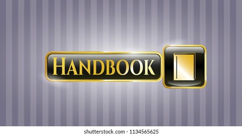  Gold emblem with book icon and Handbook text inside