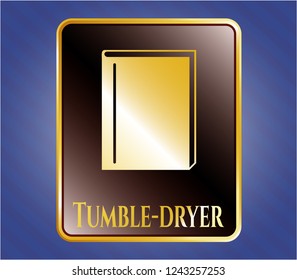  Gold emblem with book icon and Tumble-dryer text inside