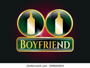 Gold emblem with bottle icon and Boyfriend text inside