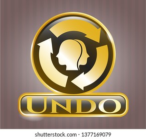  Gold emblem with brain storm icon and Undo text inside