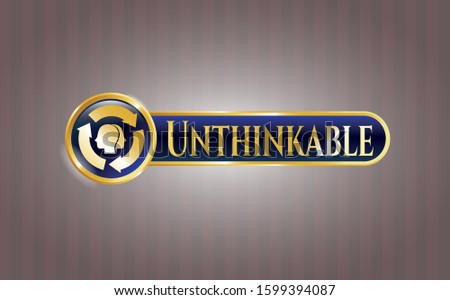  Gold emblem with brain storm icon and Unthinkable text inside