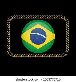 gold emblem with brasil flag